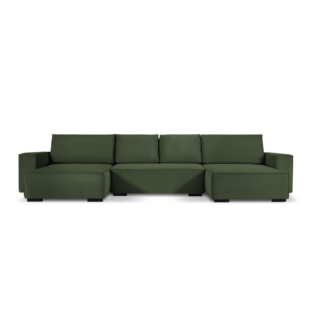Zelená manšestrová rozkládací pohovka do "U" Mazzini Sofas Azalea v:1412761