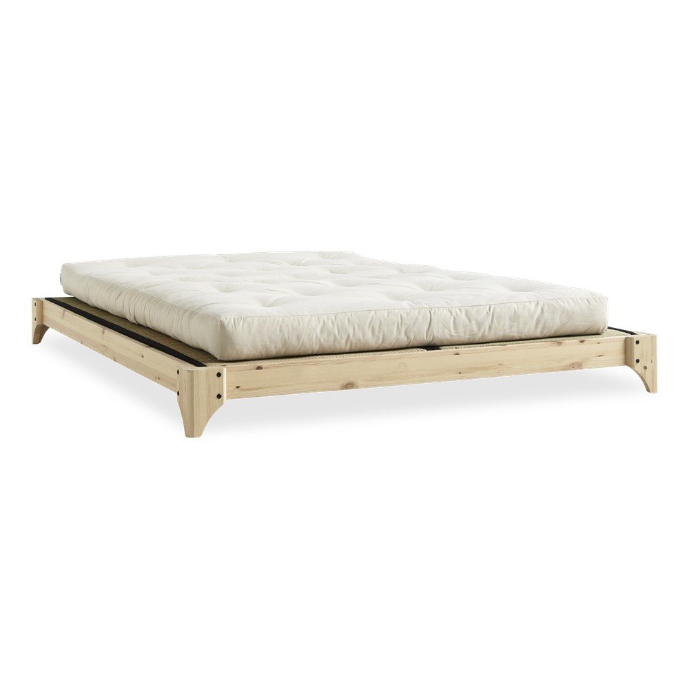 Dvoulůžková postel z borovicového dřeva s matrací a tatami Karup Design Elan Comfort Mat Natural Clear/Natural, 140 x 200 cm v:1308902