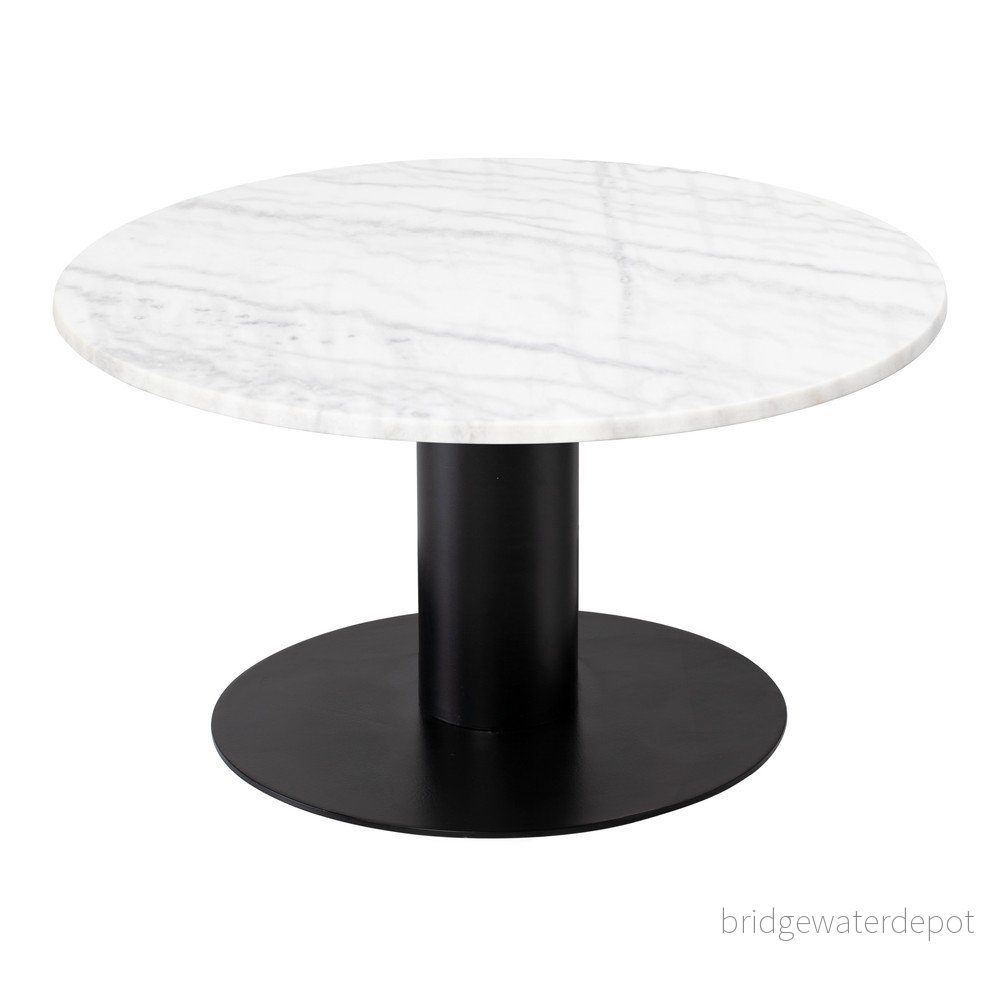Bílý mramorový konferenční stolek s podnožím v černé barvě RGE Pepo, ⌀ 85 cm v:1346707