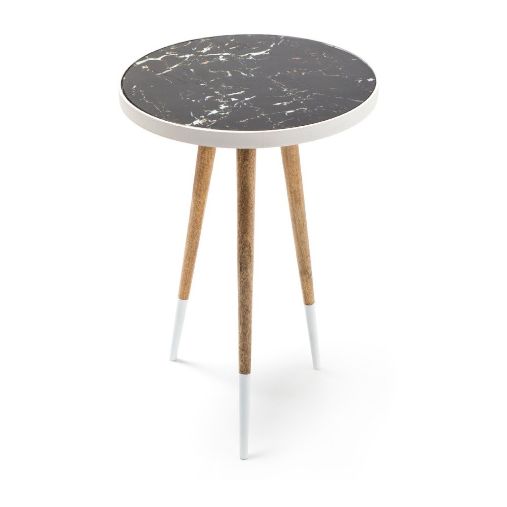 Černo-bílý odkládací stolek 360 Living Merald Weich Natural, ⌀ 40,5 cm v:1211390