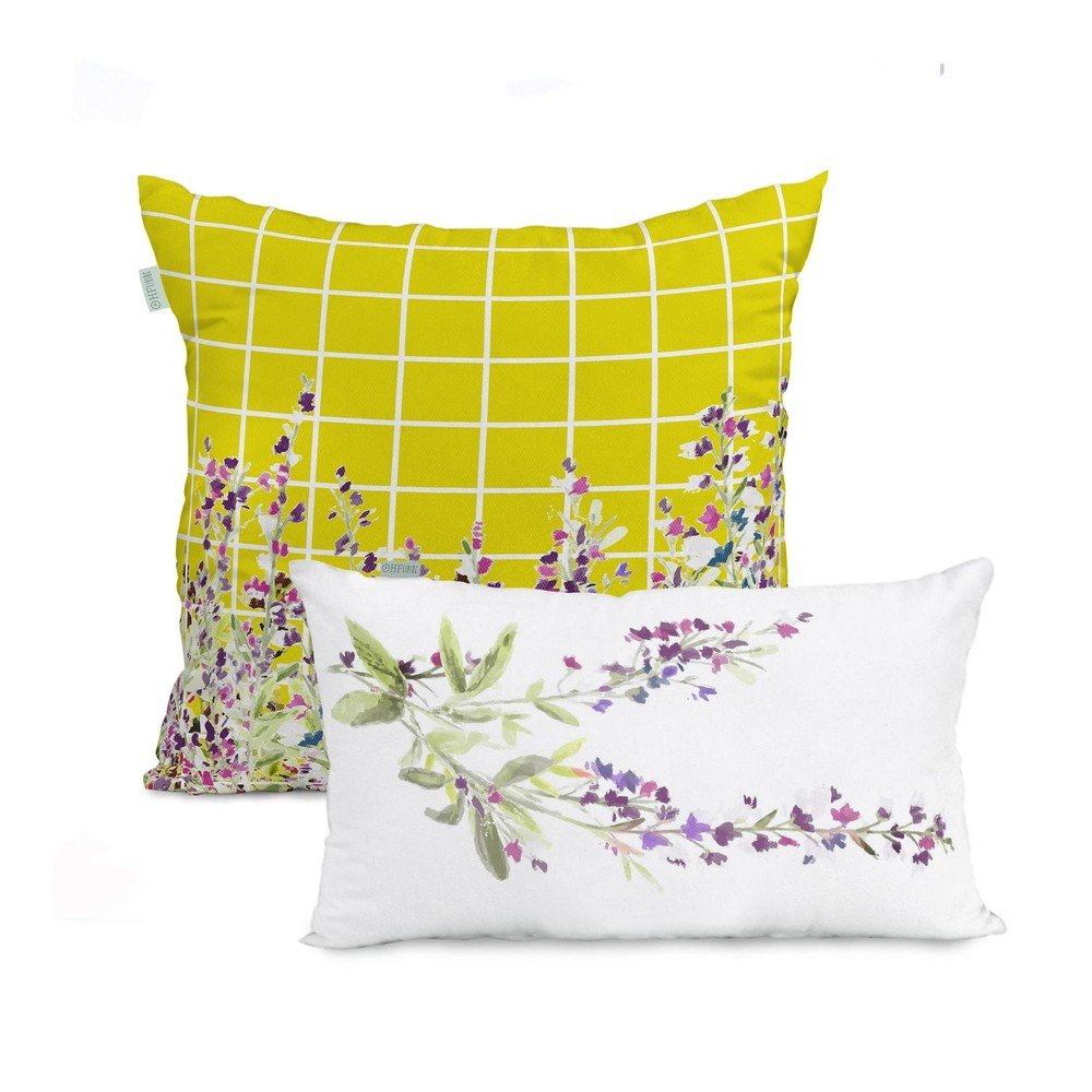 Sada 2 bavlněných povlaků na polštář HF Living Sisu White and Yellow v:1018626