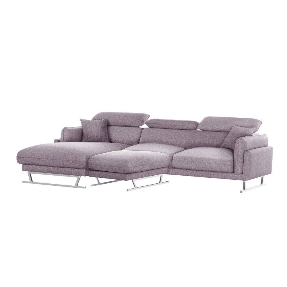Set pudrově růžové rohové pohovky s lenoškou na levé straně a taburetky L'Officiel Gigi v:761392