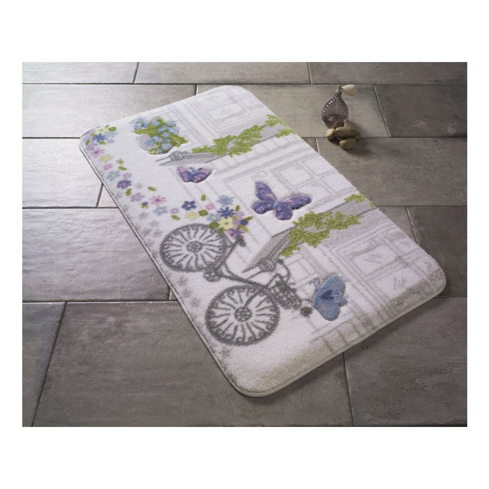 Vzorovaná fialová předložka do koupelny Confetti Bathmats Spilled Flowers, 80 x 140 cm v:1042074