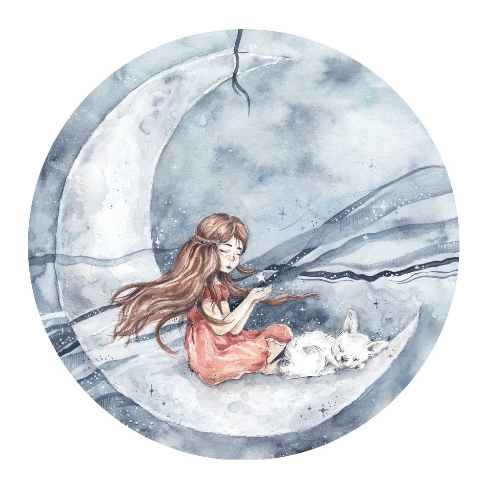 Nástěnná dětská samolepka Dekornik Girl in a Circle, ø 200 cm v:1397271
