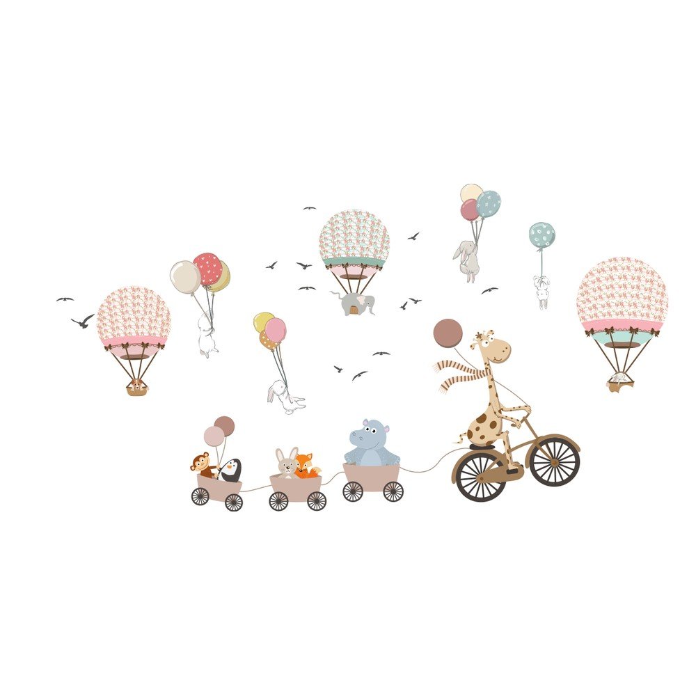 Dětská nástěnná samolepka Ambiance Animals and Hot Air Balloons in the Clouds, 90 x 60 cm v:1435713 Dětská nástěnná samolepka Ambiance Animals and Hot Air Balloons in the Clouds, 90 x 60 cm v:1435713