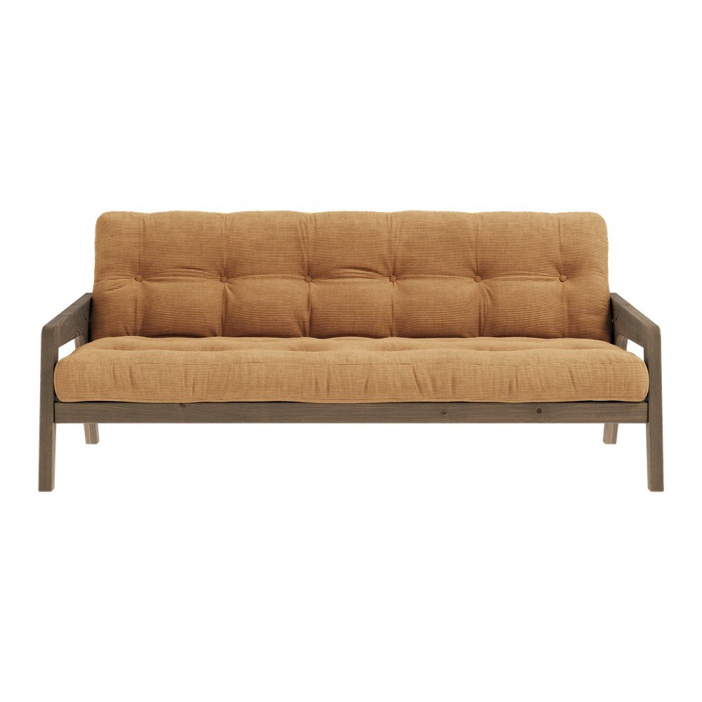 Manšestrová rozkládací pohovka v hořčicové barvě 204 cm Grab Carob – Karup Design v:1526714