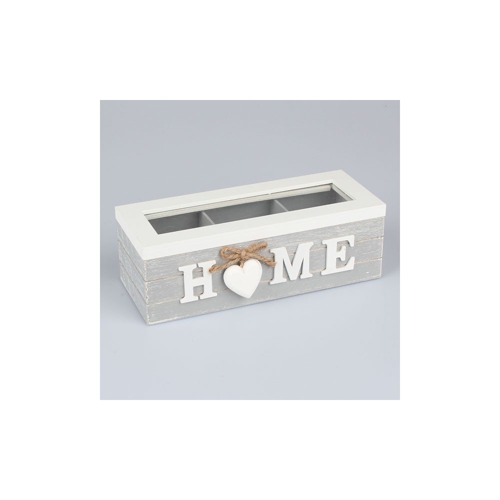 Dřevěná krabička na čaj Dakls Home With Heart v:845738