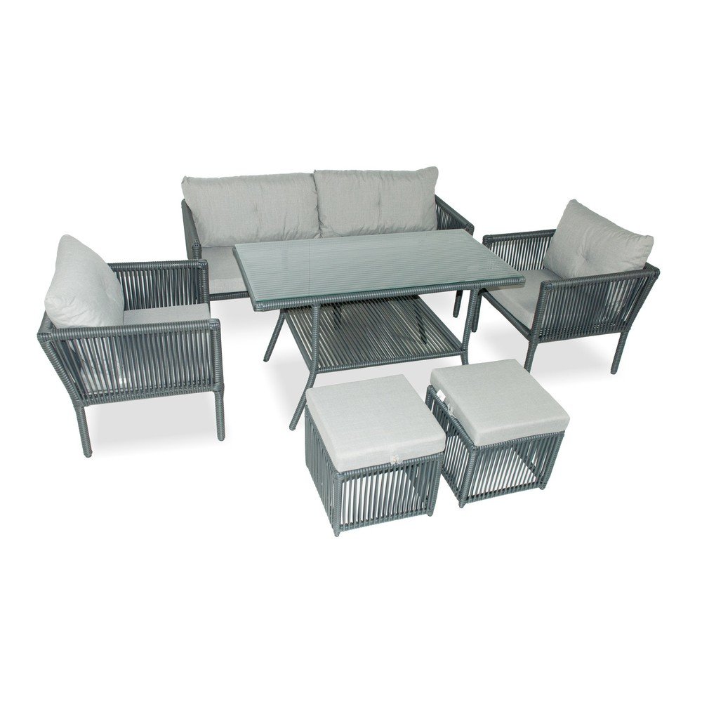 Šedý zahradní lounge set z umělého ratanu pro 6 Shangai 4 – Floriane Garden v:1541158