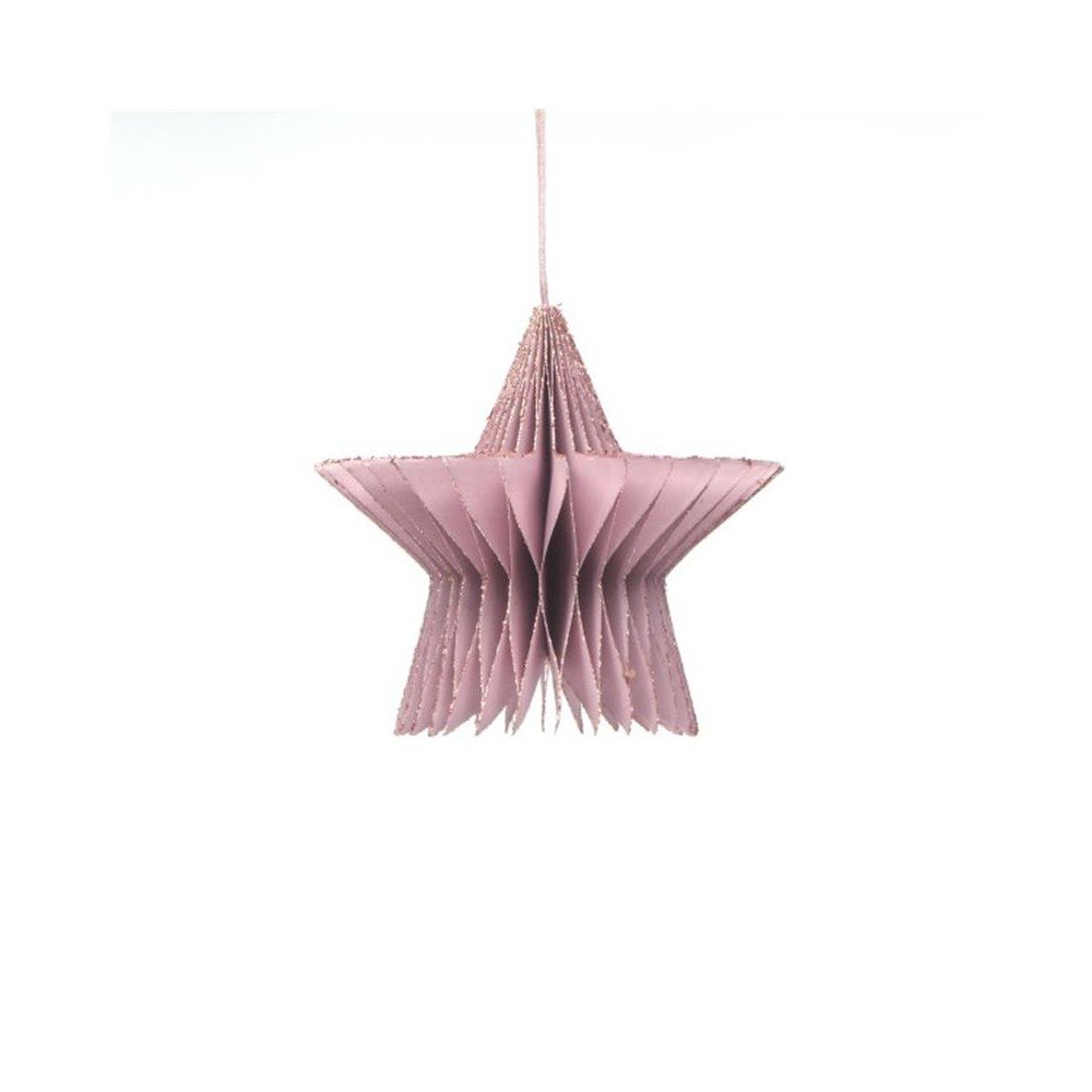 Papírová vánoční ozdoba ve tvaru hvězdy v barvě rose gold Only Natural, délka 7,5 cm v:1343421