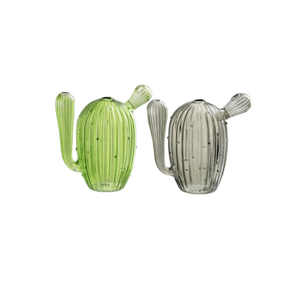 Sada 2 skleněných váz J-Line Cactus, výška 17 cm v:991690