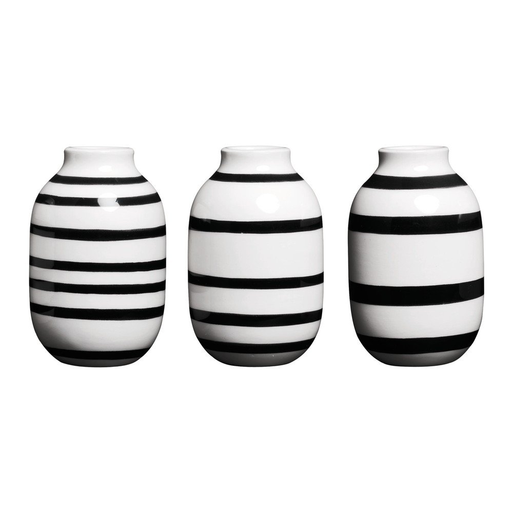 Sada 3 černo-bílých kameninových váz Kähler Design Omaggio, výška 8 cm v:1301488