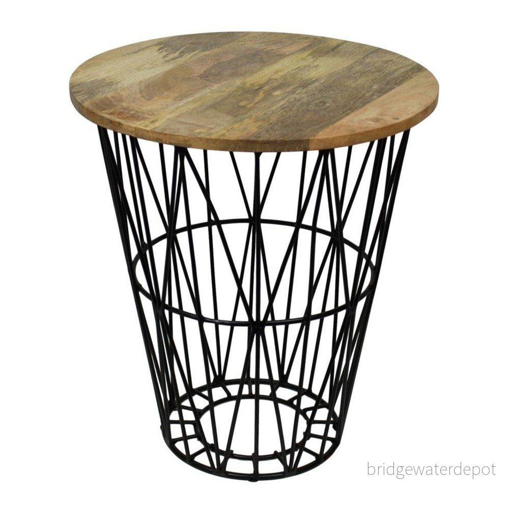 Odkládací stolek s deskou z neopracovaného mangového dřeva HSM collection Tower, ⌀ 45 cm v:929874