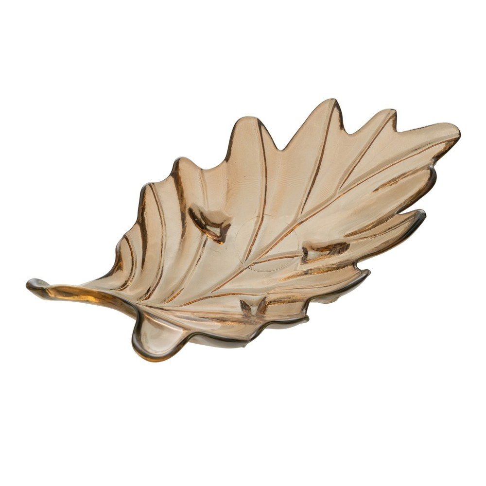 Skleněný dekorační tác 19,5x35 cm Leaf – Ixia v:1716456