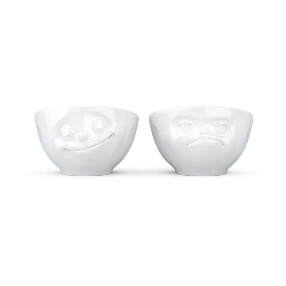 Sada 2 bílých porcelánových kalíšků na vajíčka 58products Happy & Hmpff v:1149022