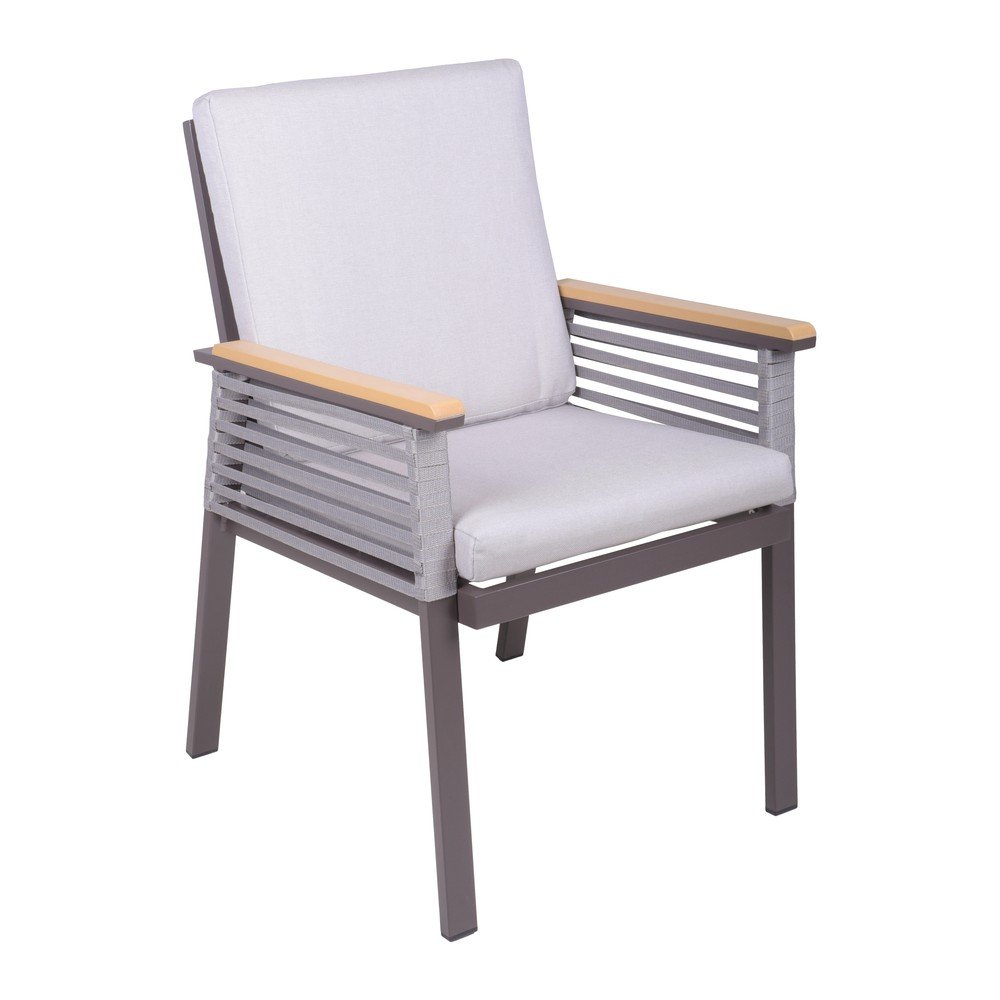 Světle šedé kovové zahradní křeslo Denia – Garden Pleasure v:1729838