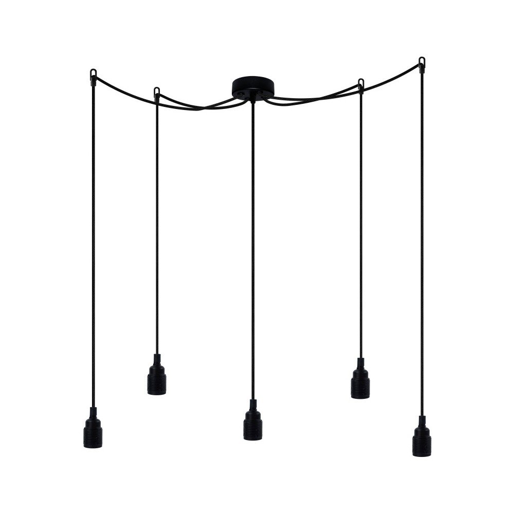 Černé závěsné svítidlo s 5 kabely Bulb Attack Seis v:778050