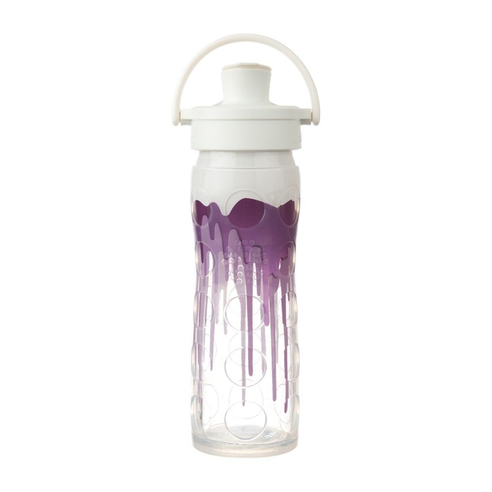 Skleněná lahev na vodu se silikonovým chráničem Lifefactory Violet Splash Activ Premium, 475 ml v:876980
