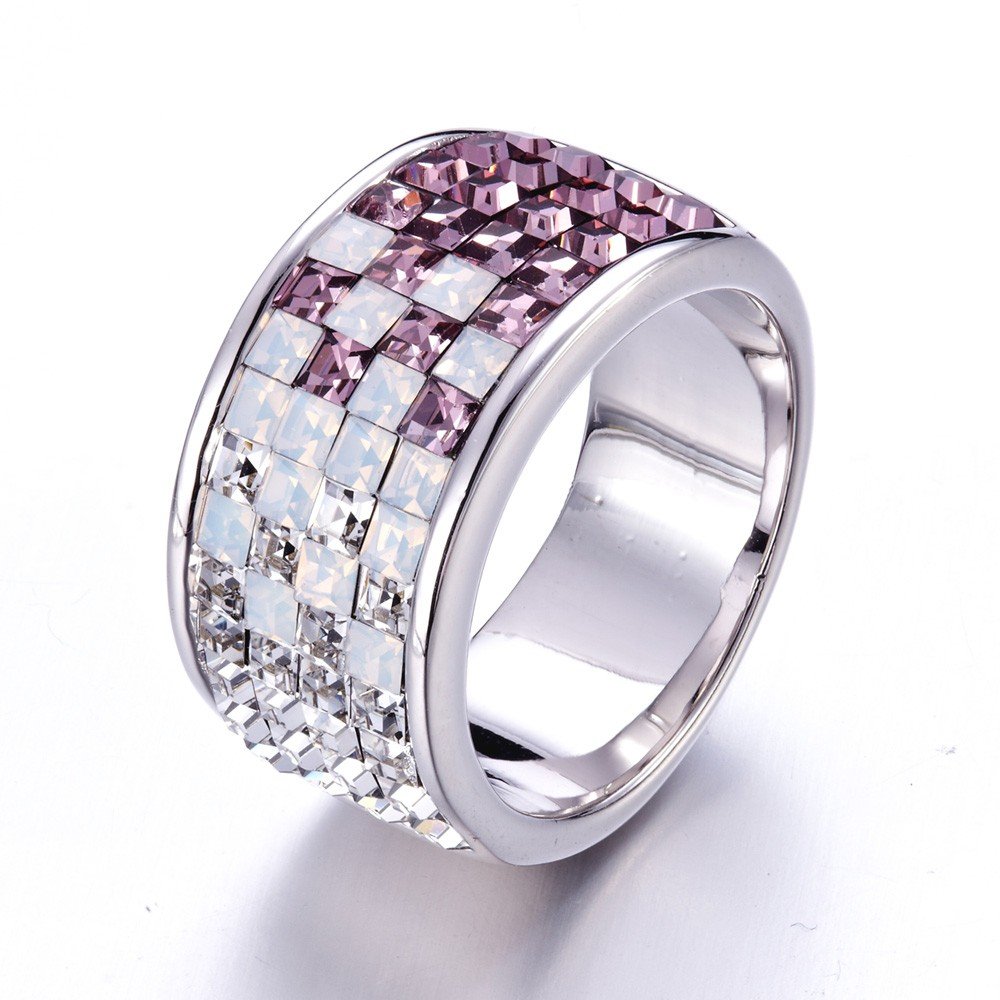 Prsten s bílými a fialovými krystaly Swarovski Elements Crystals Ron, vel. 6 v:1197724