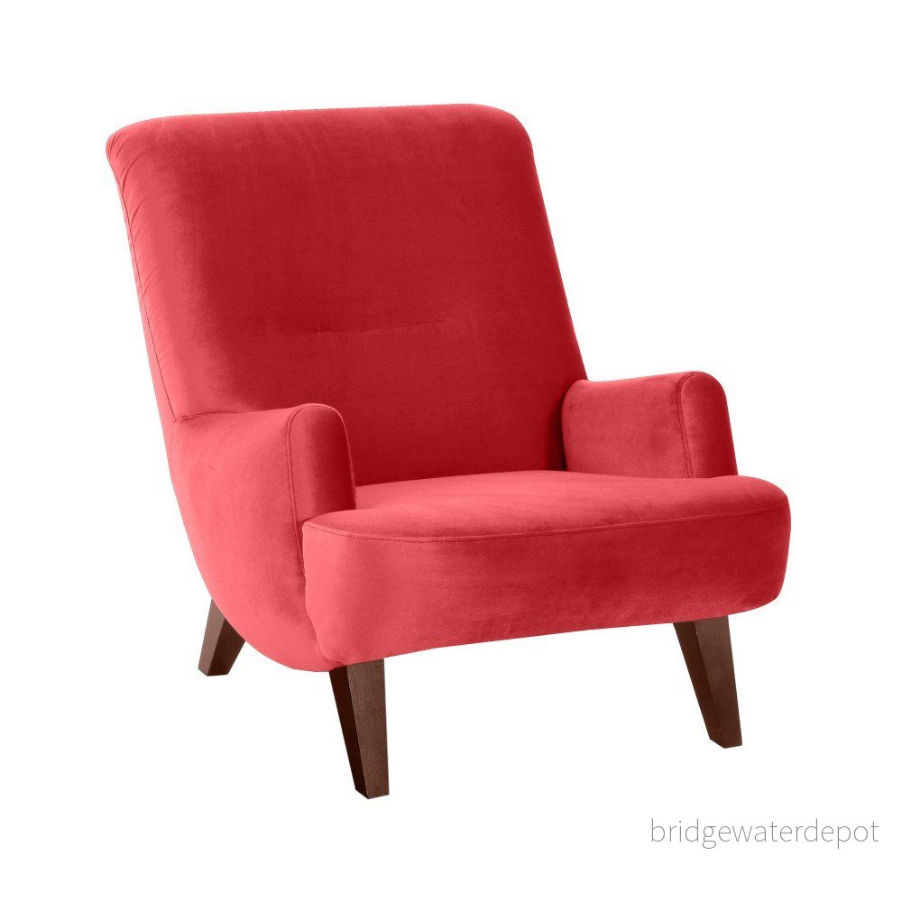 Červené křeslo s hnědými nohami Max Winzer Brandford Suede v:897020