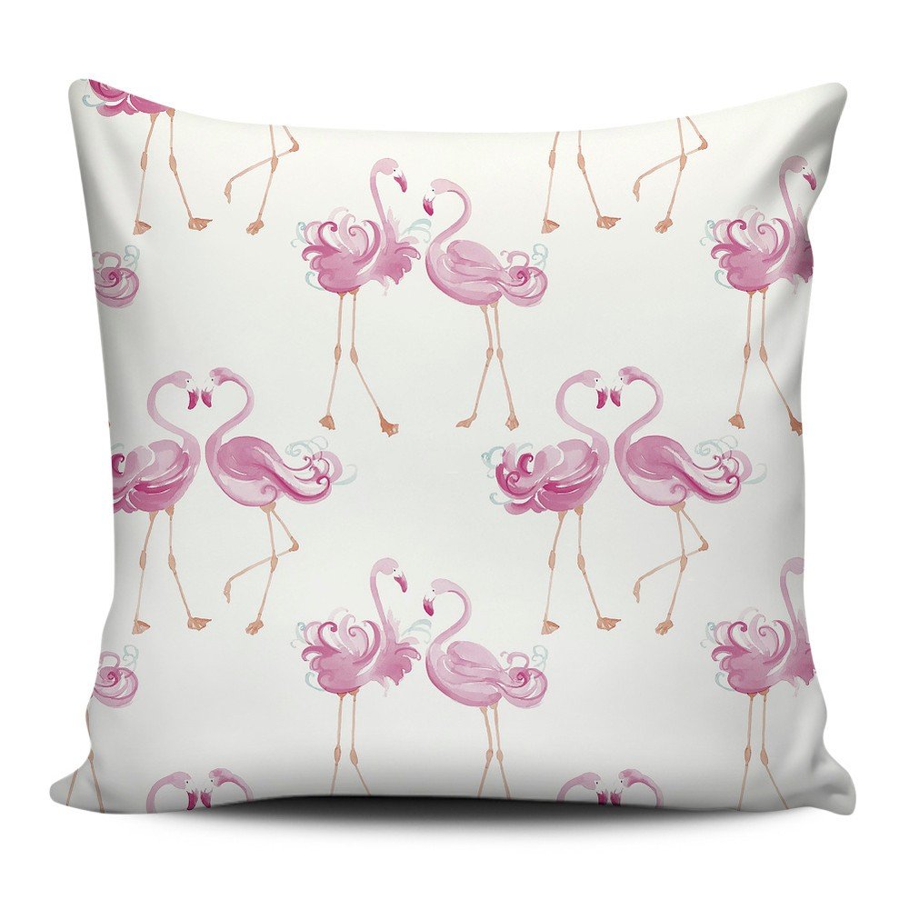 Růžovobílý polštář Home de Bleu Love Flamingos, 43 x 43 cm v:872132