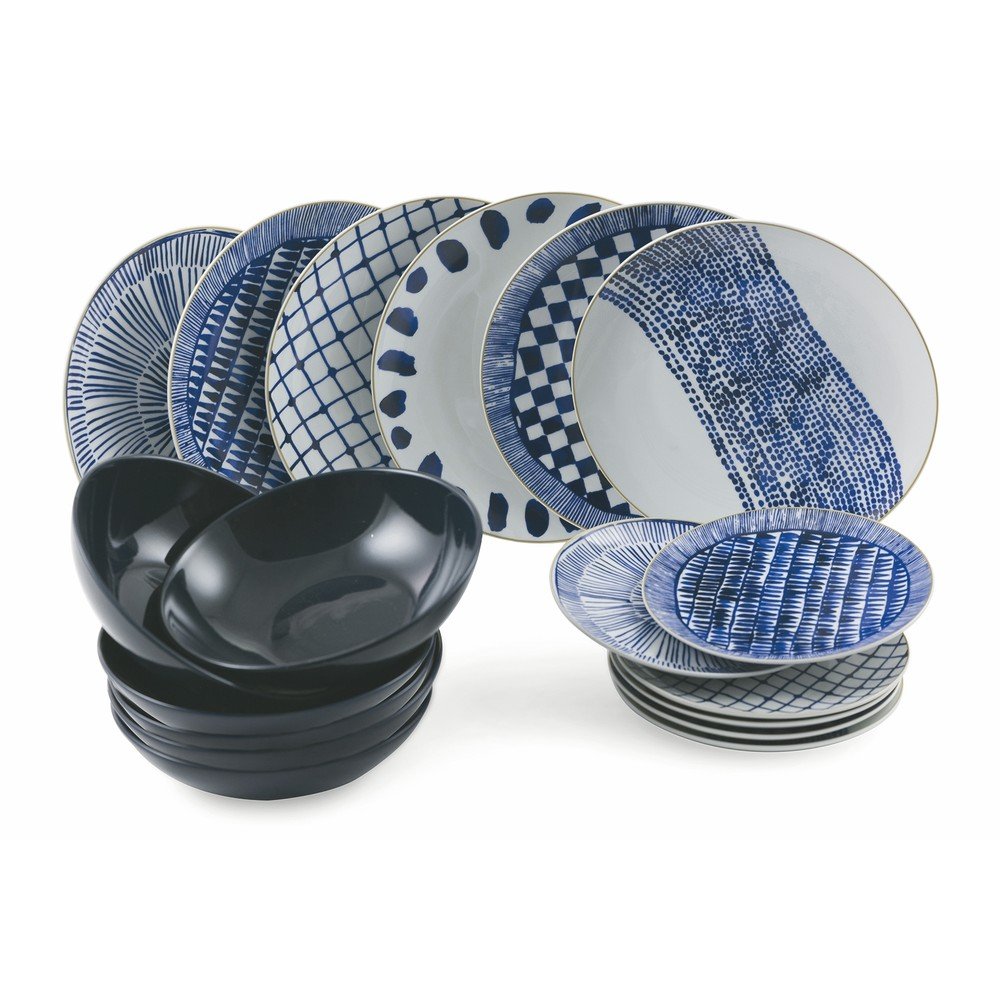 18dílná sada talířů z porcelánu a kameniny VDE Tivoli 1996 Blue Masai v:1205530