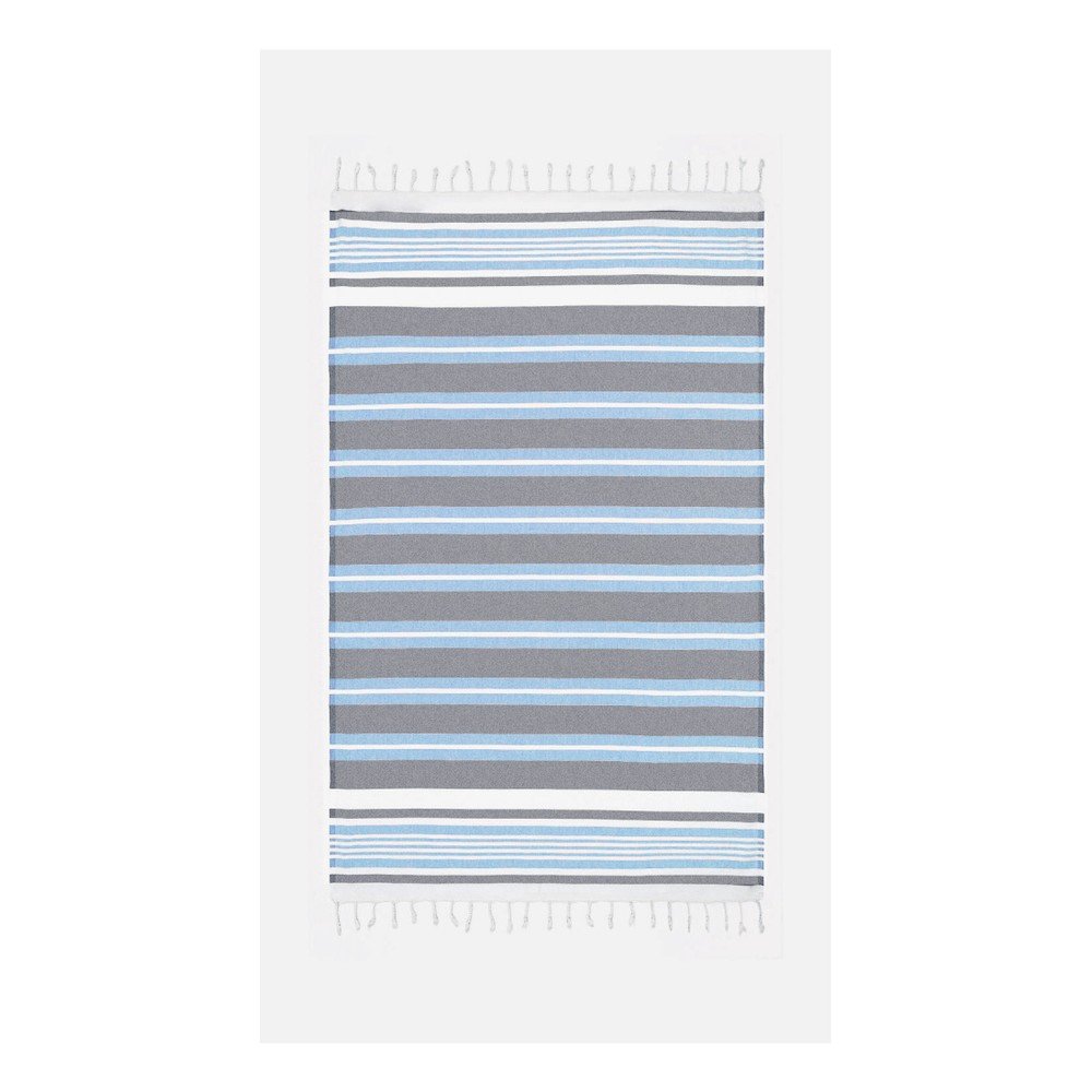 Modro-šedá osuška s příměsí bavlny Kate Louise Cotton Collection Line Blue Grey, 100 x 180 cm v:1254810