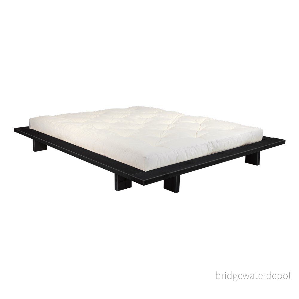 Dvoulůžková postel z borovicového dřeva s matrací Karup Design Japan Double Latex Black/Natural, 160 x 200 cm v:1309198