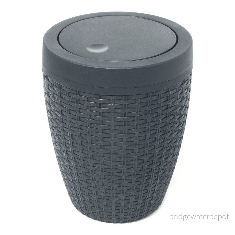 Šedý koupelnový koš Addis Rattan Bath Bin Charcoal, 5 l v:1330840