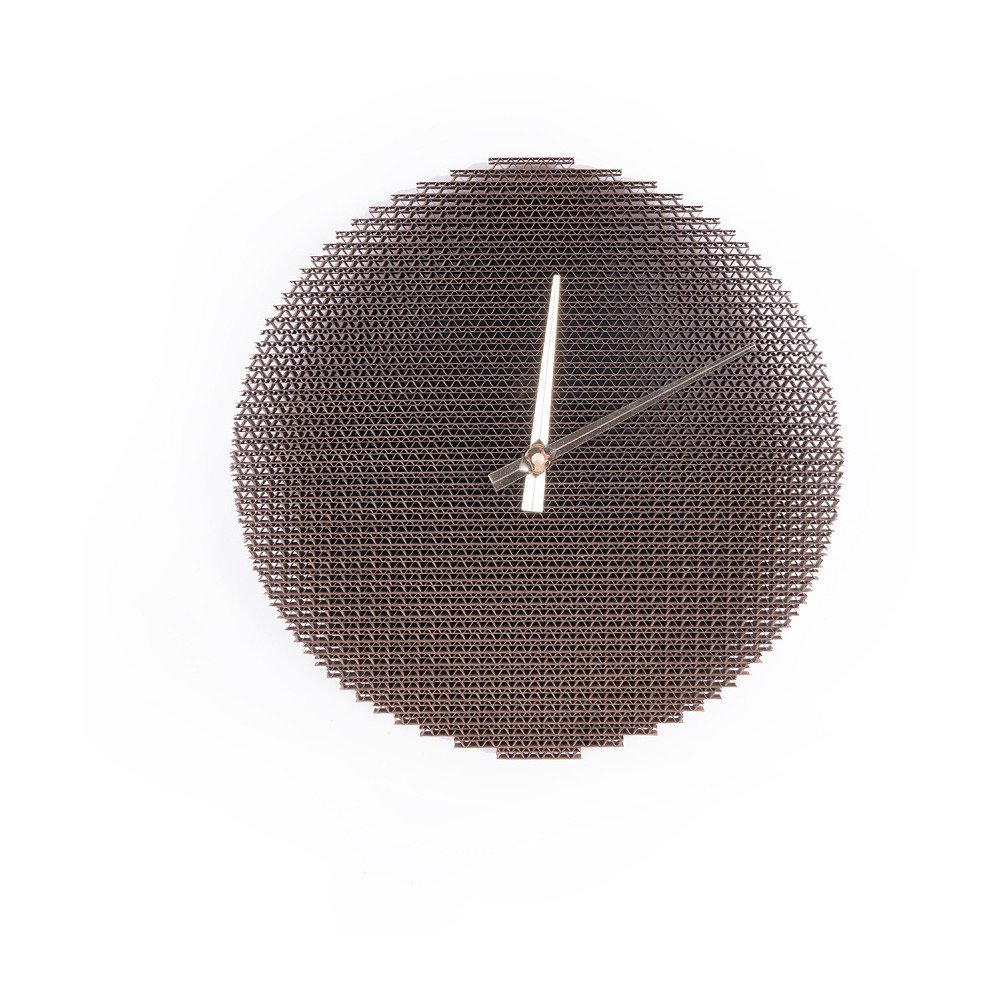 Tmavé kartonové nástěnné hodiny se zlatými ručičkami Kartoons Circlock, Ø 30 cm v:865416