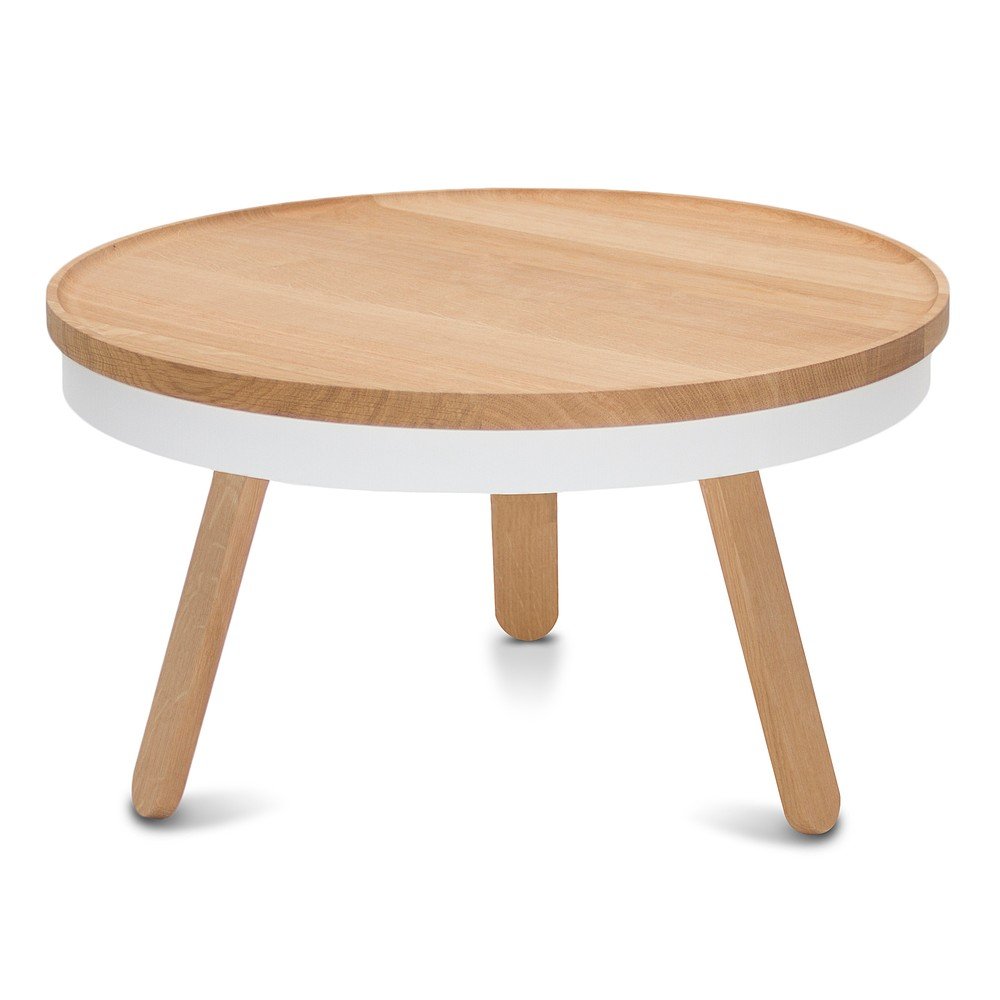 Přírodno-bílý odkládací stolek z dubového dřeva s úložným prostorem Woodendot Batea M v:702470