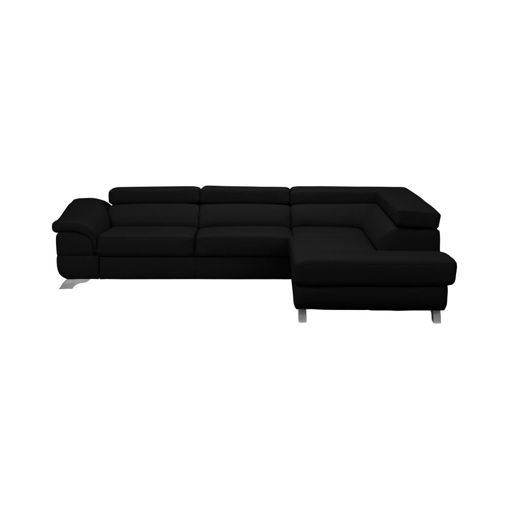 Černá kožená rozkládací rohová pohovka s úložným prostorem Windsor & Co Sofas Gamma, pravý roh v:1071742