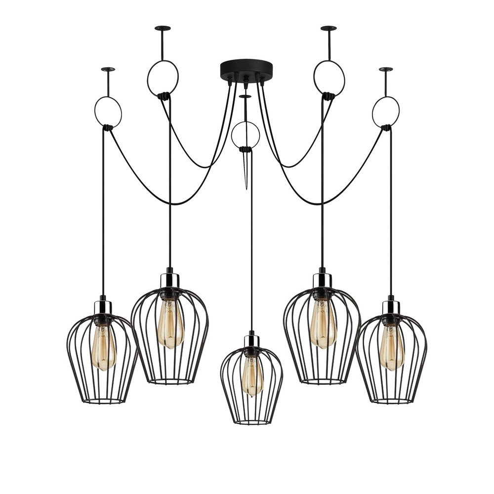 Černé závěsné svítidlo pro 5 žárovek Opviq lights v:1333134