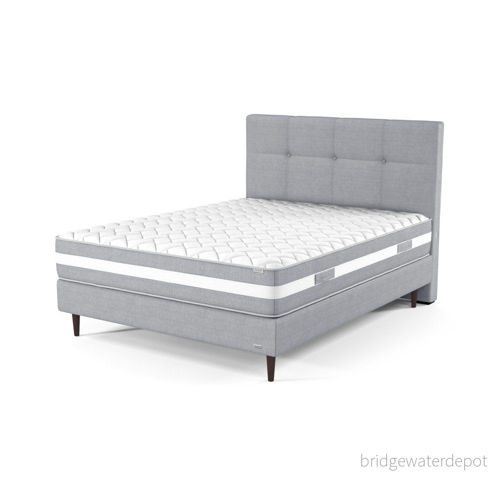 Šedá boxspring postel s ozdobným čelem a matrací z paměťové pěny Ted Lapidus Maison PÉRIDOT, 160 x 200 cm v:1074430
