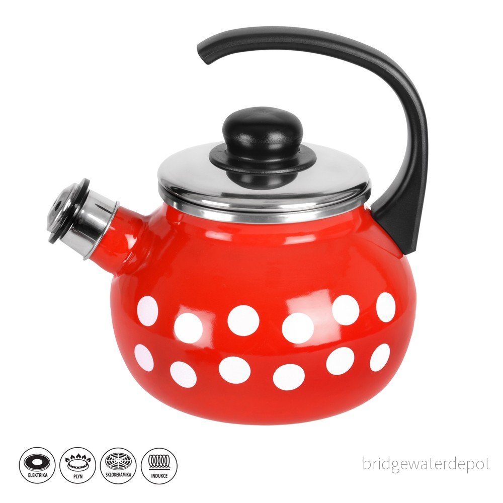 Červený smaltovaný čajník s píšťalkou Orion Belly, 1,75 l v:1141644