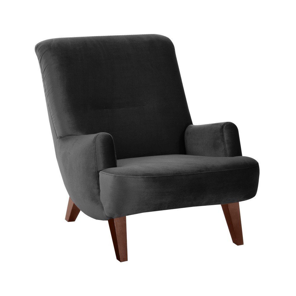 Černé křeslo s hnědými nohami Max Winzer Brandford Suede v:897028