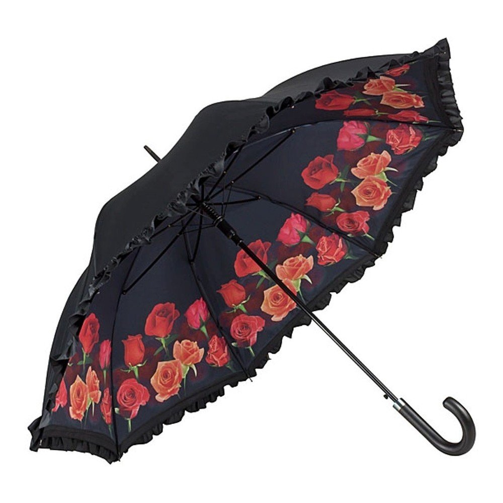 Černý holový deštník s dvojitou vrstvou Von Lilienfeld Bouquet of Roses Double Layer, ø 100 cm v:1127604