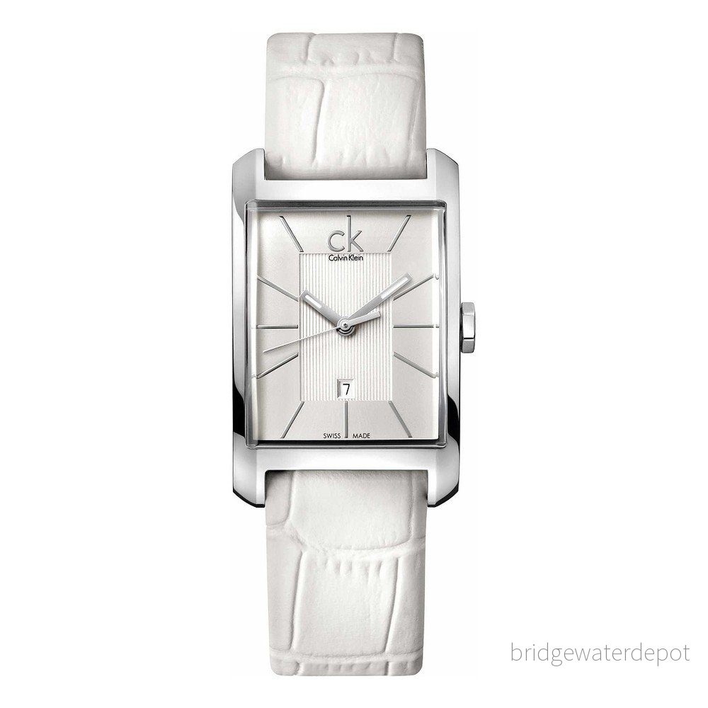 Dámské bílé hodinky s koženým řemínkem Calvin Klein v:856286
