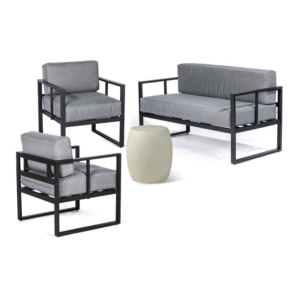 Šedý hliníkový zahradní lounge set pro 4 – Bonami Essentials v:1585258