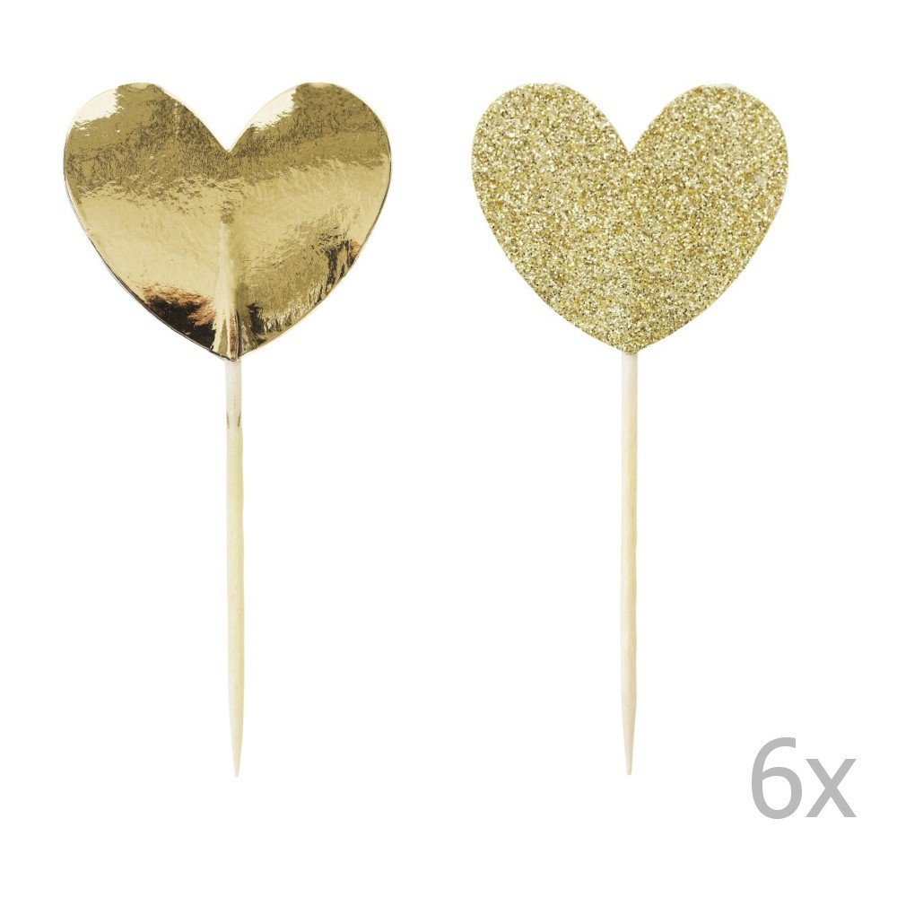 Sada 12 zapichovacích dekorací na dort Miss Étoile Gold Heart v:874676