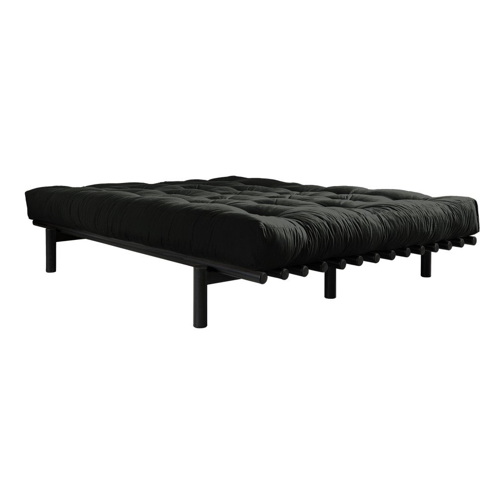 Dvoulůžková postel z borovicového dřeva s matrací Karup Design Pace Double Latex Black/Black, 180 x 200 cm v:1309164