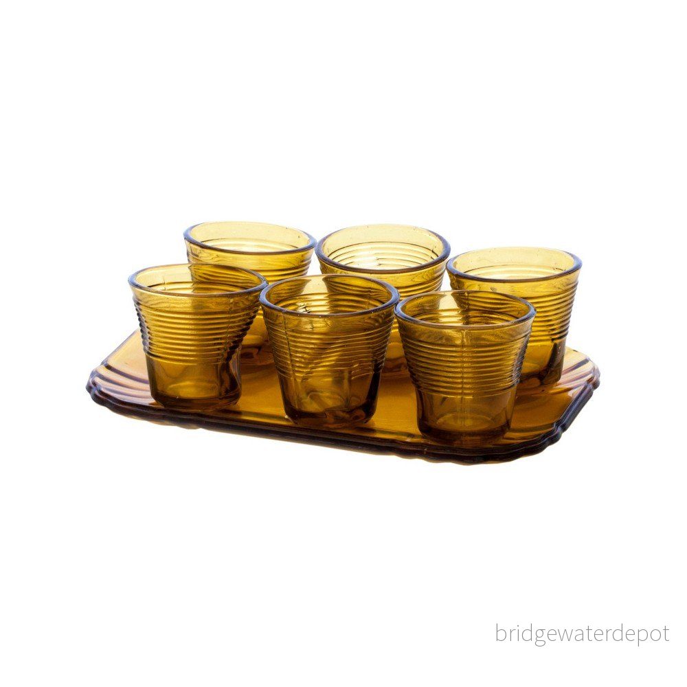 Set 6 jantarově žlutých sklenic s podnosem Kaleidos Espresso v:932864