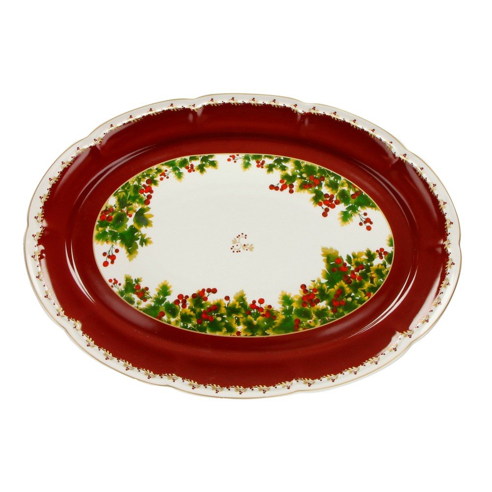 Porcelánový podnos s vánočním motivem Brandani Le Bacche, délka 40 cm v:1392015