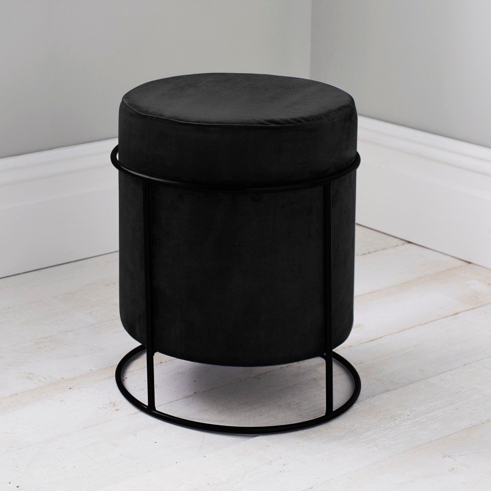 Černý čalouněný puf Native Stack, ⌀ 37 cm v:1248180