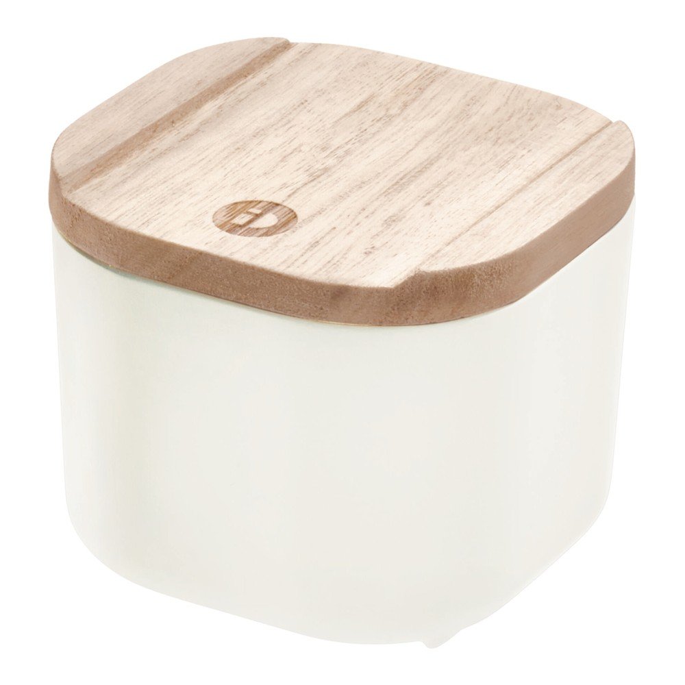 Bílý úložný box s víkem ze dřeva paulownia iDesign Eco, 9 x 9 cm v:1387499