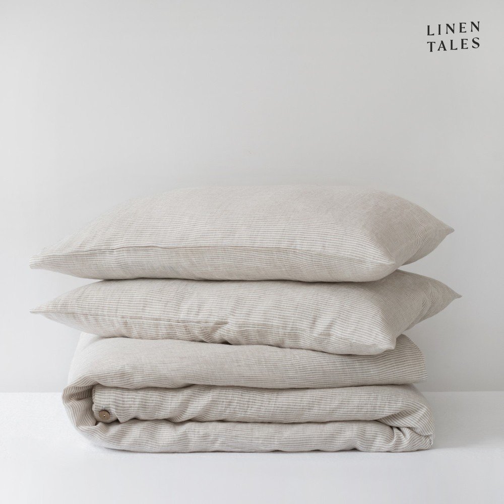 Bílobéžové lněné povlečení na jednolůžko 135x200 cm – Linen Tales v:1567532