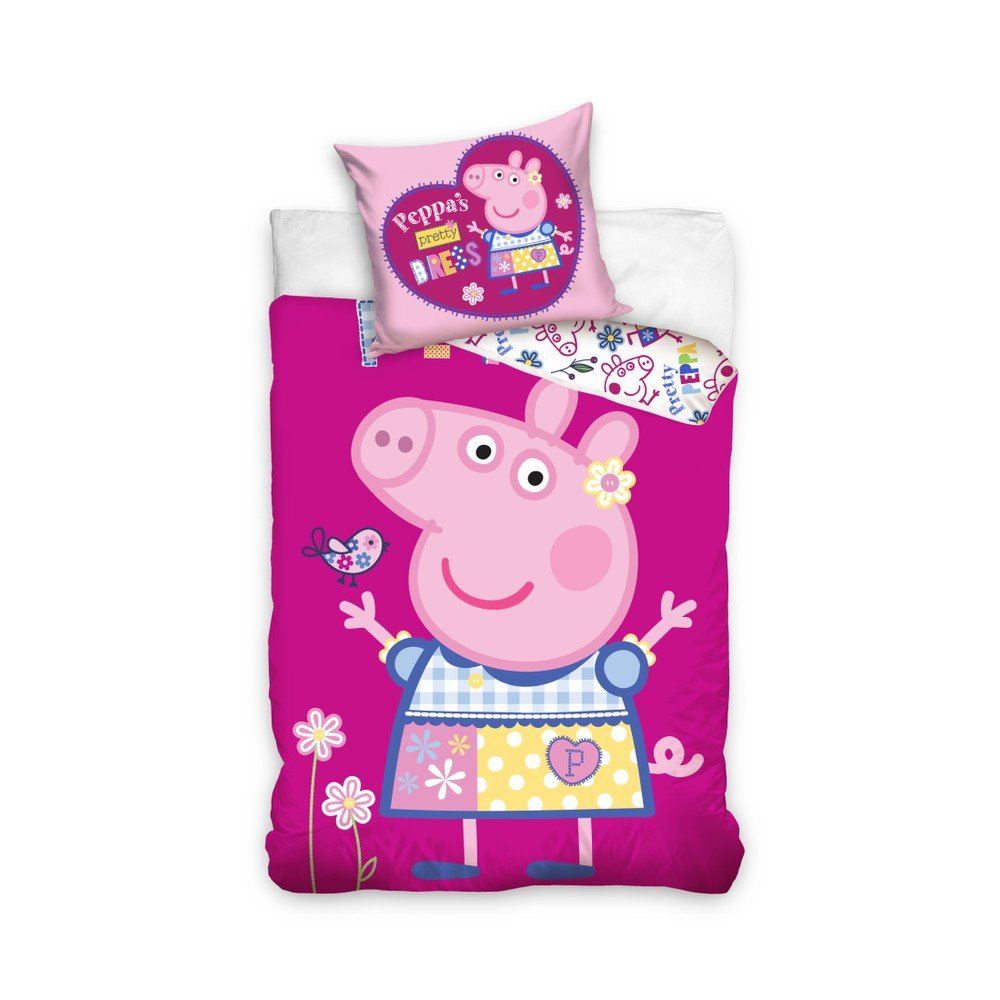Dětské bavlněné povlečení na jednolůžko CARBOTEX RůžovéPrasátko Peppa , 160 x 200 cm v:1312314