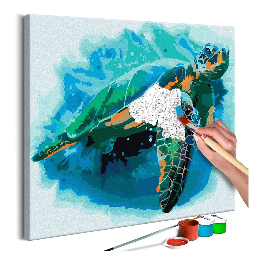 DIY set na tvorbu vlastního obrazu na plátně Artgeist Turtle, 40 x 40 cm v:1079134