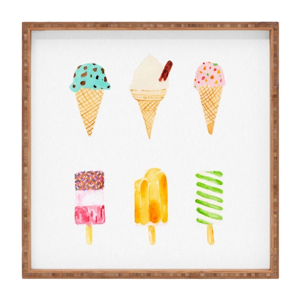 Dřevěný dekorativní servírovací tác Ice Cream, 40 x 40 cm v:1283422