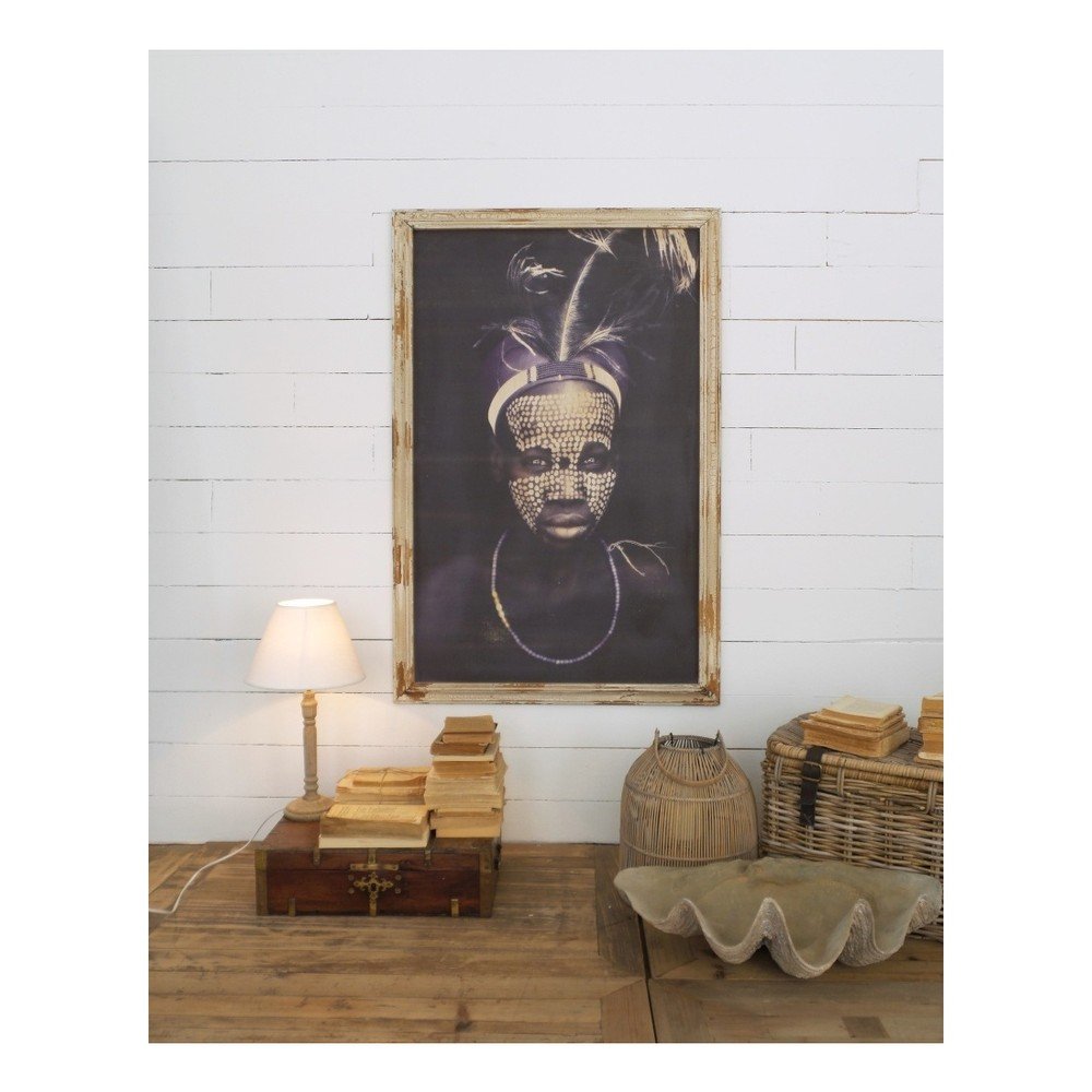 Nástěnný obraz s rámem z mangového dřeva Orchidea Milano Tribal, 76 x 117 cm v:1106740