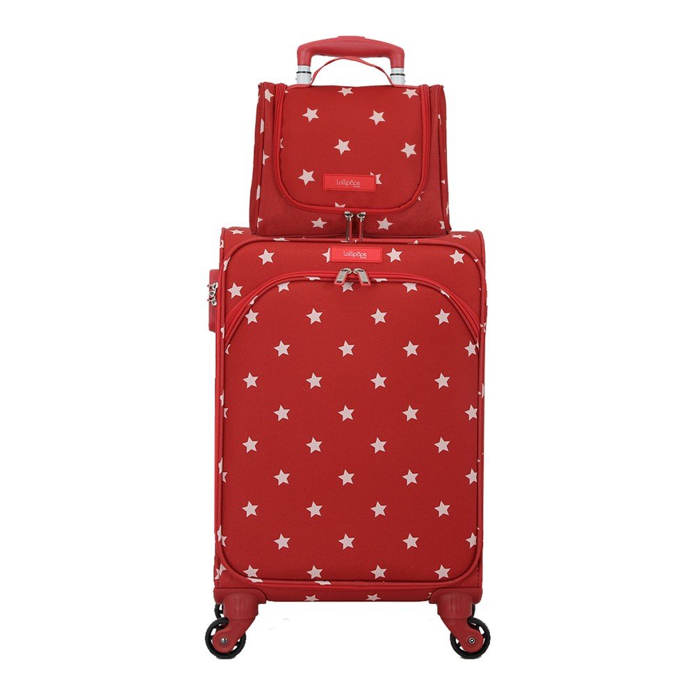 Set červeného zavazadla na 4 kolečkách a kosmetického kufříku Lollipops Starry v:1323524